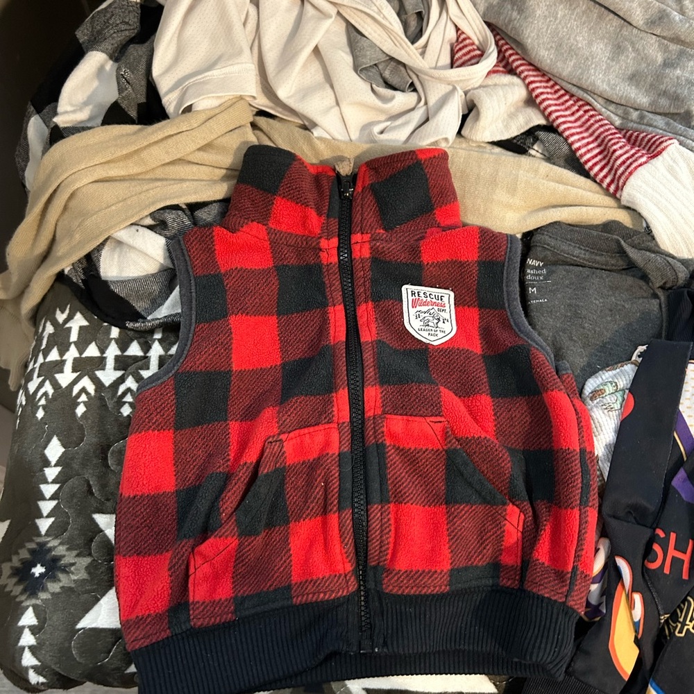 Red and Black Checkered Kids Vest